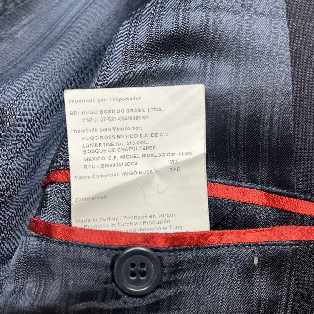 Hugo Boss Mens 2 Piece Suit Solid Navy Blue Wool Jacket Pants 38R 34 X 31 Luxury - Picture 11 of 16